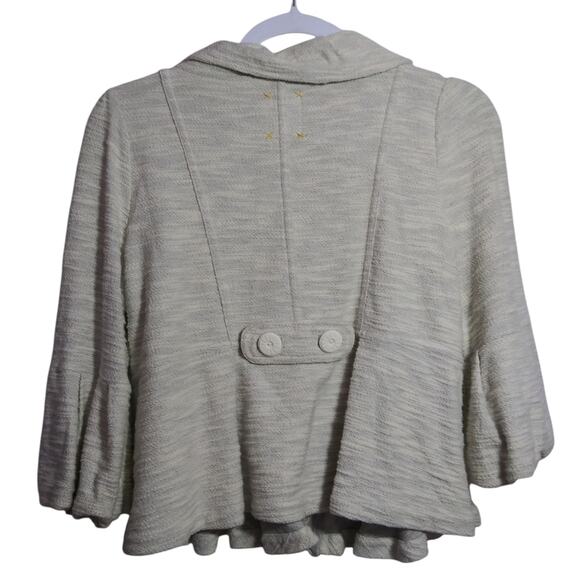 Anthropologie Alihop Gray Knit Peplum 3/4 Sleeve Button Up Jacket Size M - Picture 2 of 8